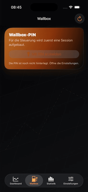 iOS-App Wallbox-Ansicht im geschützten Zustand